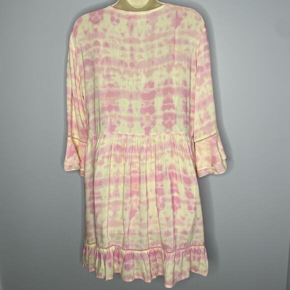 Julie‎ Brown NYC Cool Whip Rocky Pintuck V Neck Mini Dress Pink Coastal Relax L - Picture 10 of 16